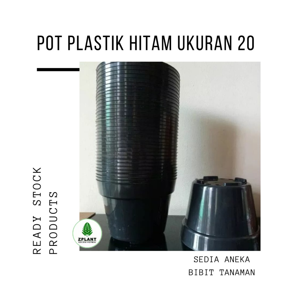Jual Pot Bunga - Pot Tanaman - Pot Plastik Hitam Ukuran 20 | 6 pcs