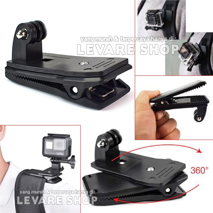 Rotary Backpack Clip Clamp Mount Holder 360 Derajat Aksesoris Action Cam Camera GoPro Xiaomi