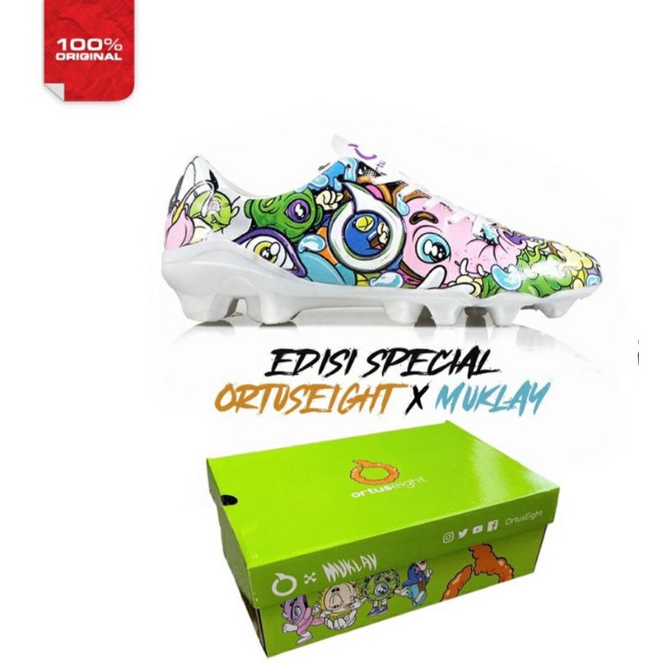 SEPATU BOLA ORTUSEIGHT X MUKLAY CATALYST CURE FG SE WHITE/DIVERSITY Original - Made In Indonesia