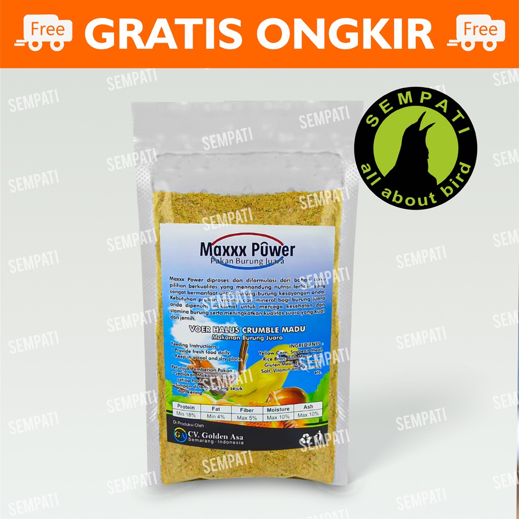 MAXXX POWER VOER PUR HALUS CRUMBLE MADU PAKAN HARIAN MAKANAN BURUNG PLECI CIBLEK TRUCUK TRUCUKAN KOLIBRI ORIENTAL WHITE EYE VOER PLECI SOGON SEPAH RAJA PENGGACOR