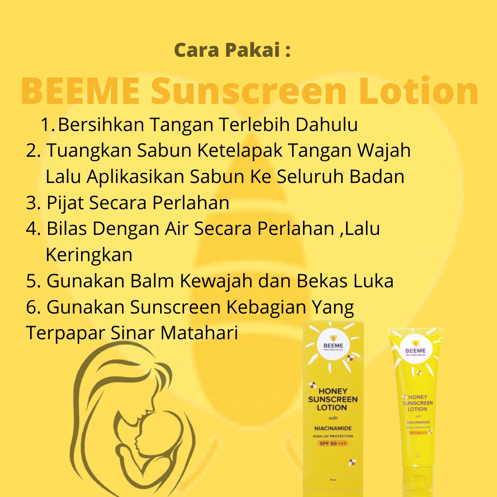 Beeme Beemee Bemee Sunscreen Lotion Perawatan Kulit Wajah Badan Anak Bayi Ibu Bumil Busui Bpom Halal Original