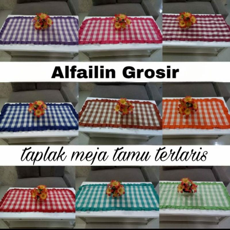 Taplak meja tamu kain tenun kotak/taplak meja tamu/taplak meja ruang tamu terlaris