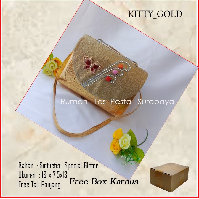 Tas Gliter,Tas Cantik,Tas Elegant,KITTY_GOLD