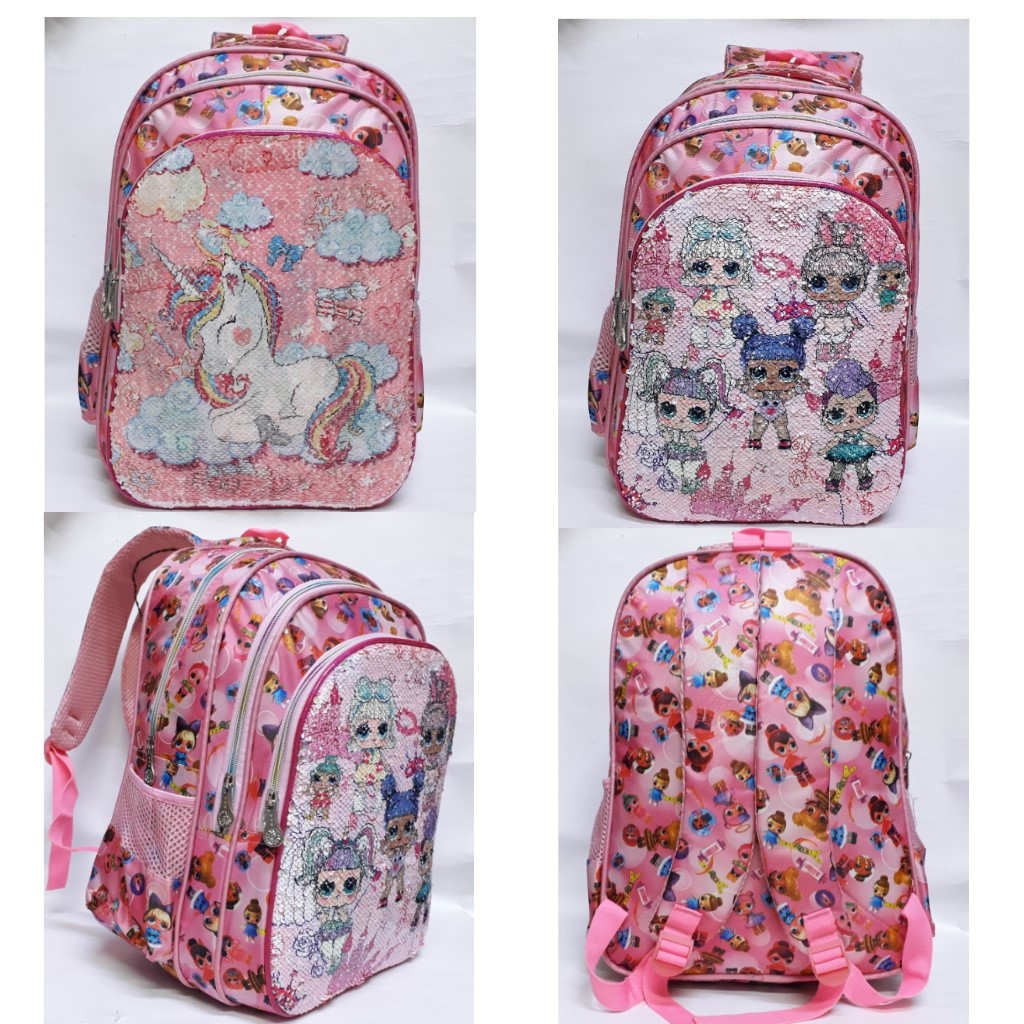 TERMURAH TAS  Anak  Sekolah  SD Ransel Sequin Usap Payet 