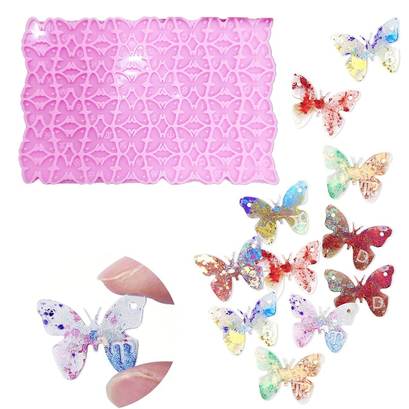 Siy Cetakan Resin Epoksi Bentuk Kupu-Kupu / Huruf Dengan Lubang Gantungan Kunci