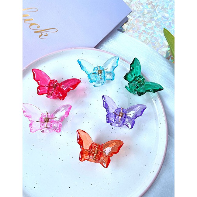 LRC Jepit Rambut Fashion Resin Pure Color Butterfly Toothed Resin Gripper K97180