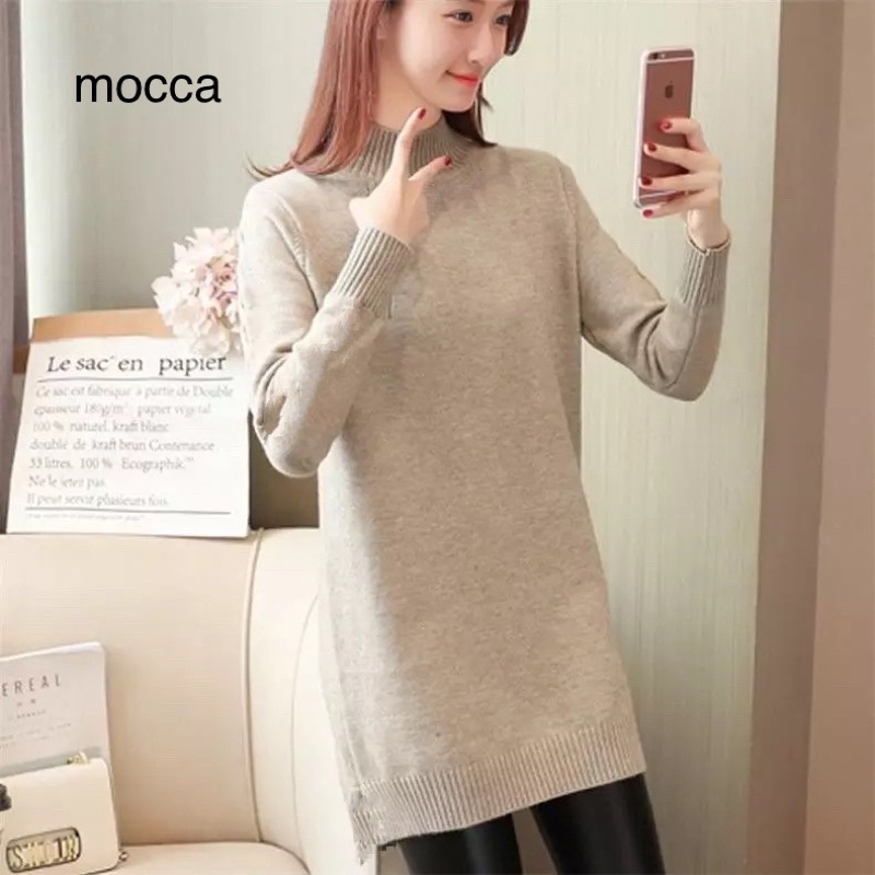 (O-002) Blouse lengan panjang knit blouse rajut wanita big size