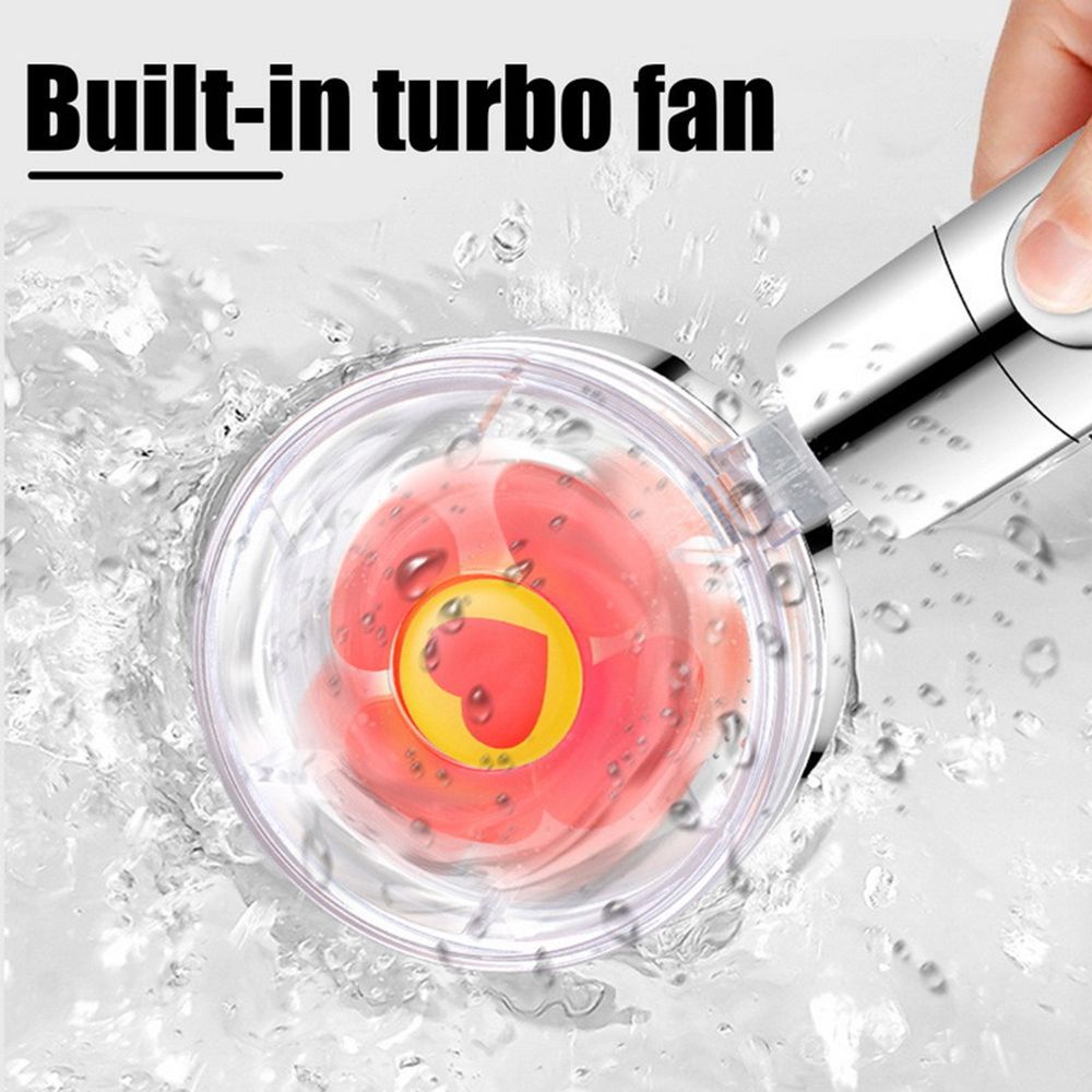 PREVALENT Turbo Charged Handheld Turbocharged Pressure Water Saving Spray 360 Rotated Rainfall Shower Head Bathroom Pressurized Massage Turbo Fan with Filter and Pause Switch Spinning Propeller Shower