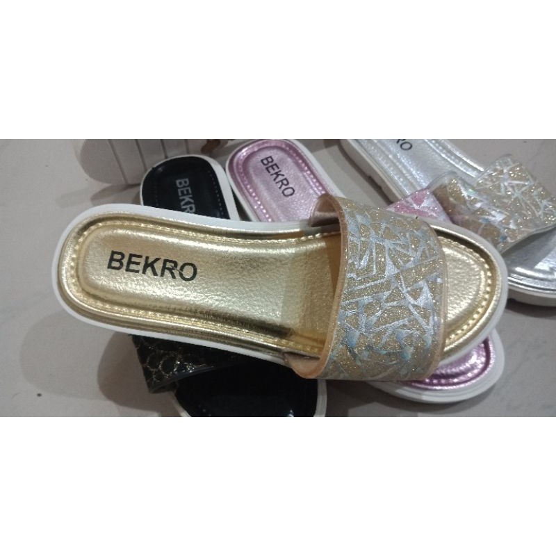 sandal bekro 1601 - sandal jelly selop motif gliter