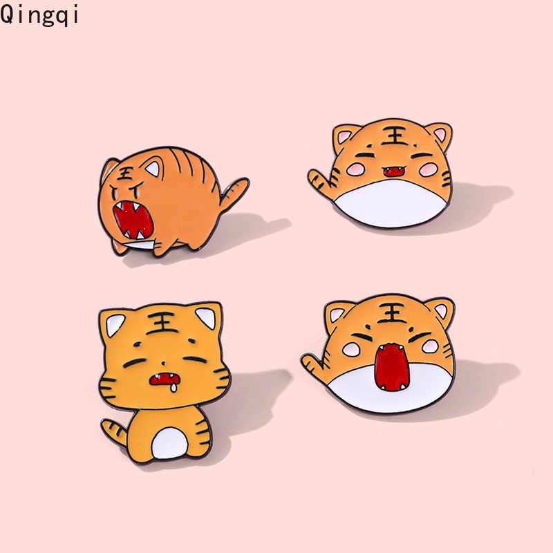 Bros Pin Enamel Desain Kartun Hewan Harimau Kecil Untuk Anak