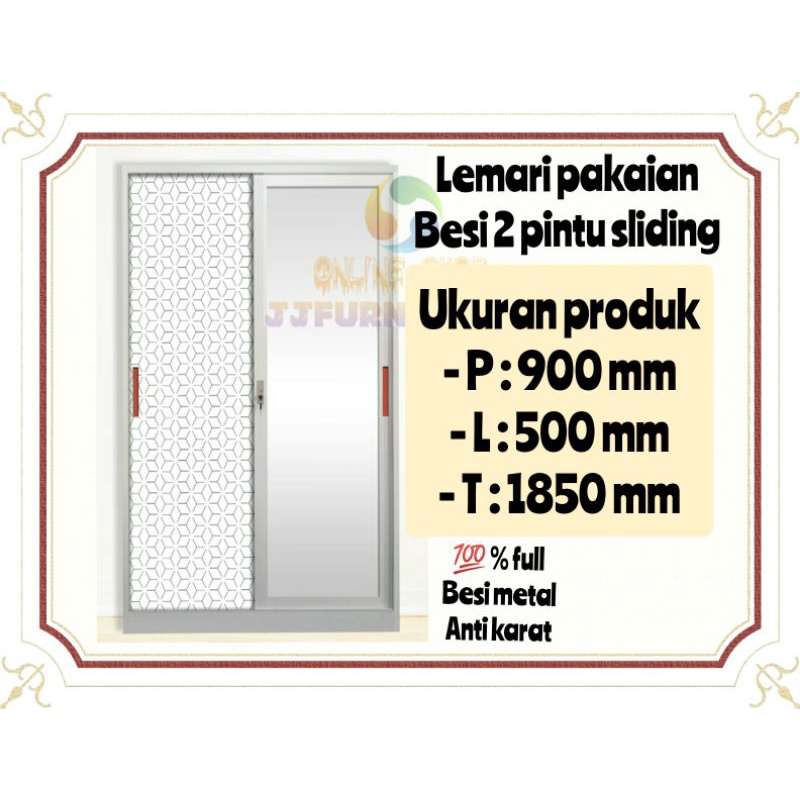 lemari pakaian besi 2 pintu sleding