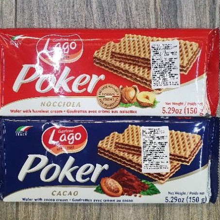 

Lago POKER wafer biskuit HAZELNUT / CHOCOLATE COKLAT IMPORT 150gr.