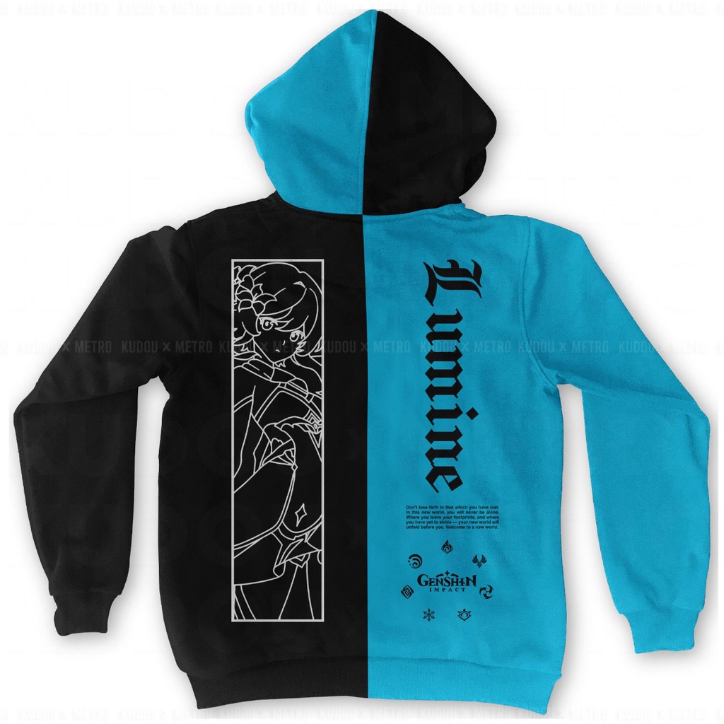 Hoodie Lumine ZhongLumi Genshin Impact Inverted Black Blue Gaming Premium Unisex