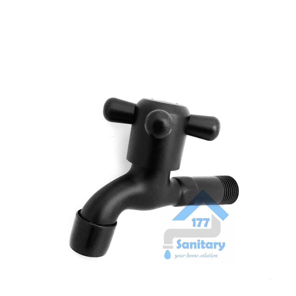 Kran Tembok HITAM FKT51BL- Keran Air taman mini bak kamar Mandi Black faucet murah kran wudhu stainless