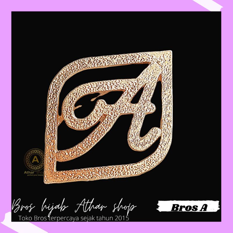 Bros B/bross signature branded /brooch button/Bros hijab buttonscarves Athar shop scarves murah-Bros A polos gold