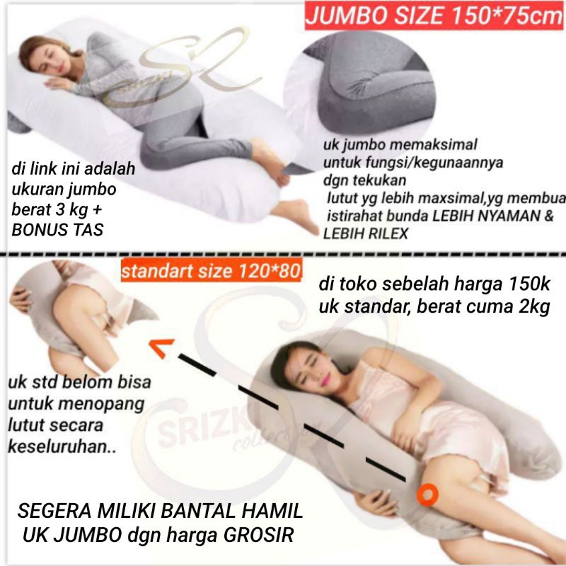 [cod] Bantal ibu hamil dan menyusui JUMBO SIZE FREE TAS dgn resleting ( sku 151L jumbo)