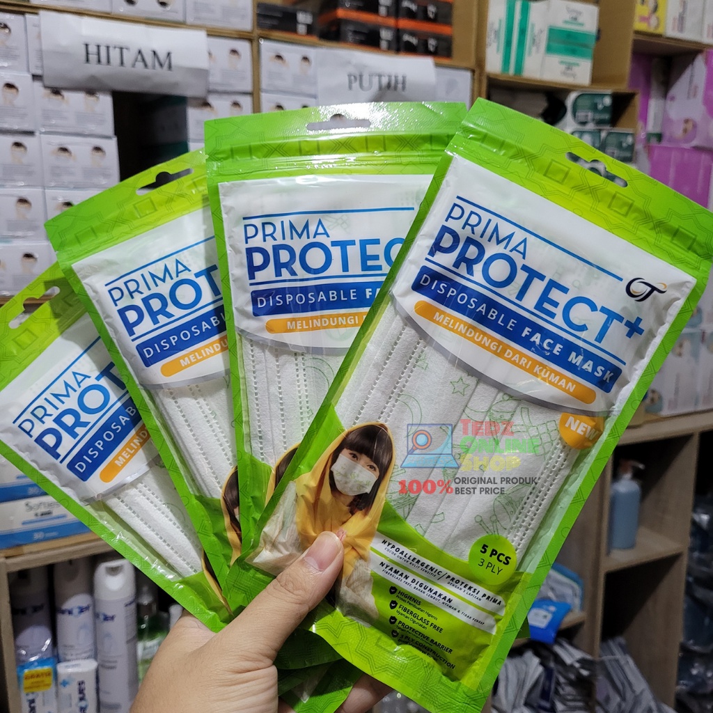 Masker Prima Protect+ Sachet Isi 5 Pcs