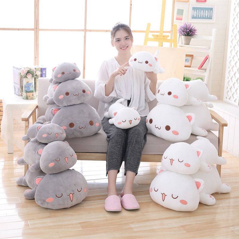 Kucing Kawaii Rebahan Mainan Mewah Boneka Boneka Kucing Lucu Hewan Yang Indah Liburan Anak Hadiah