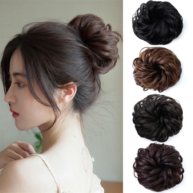 Wig / Rambut Palsu Wanita Model Cincin Warna Matte Bahan Silk Tahan Panas