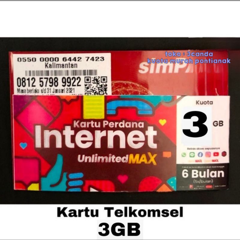 Kartu Perdana Telkomsel 3gb Sp Tsel 3 gb atau pulsa 0 blank