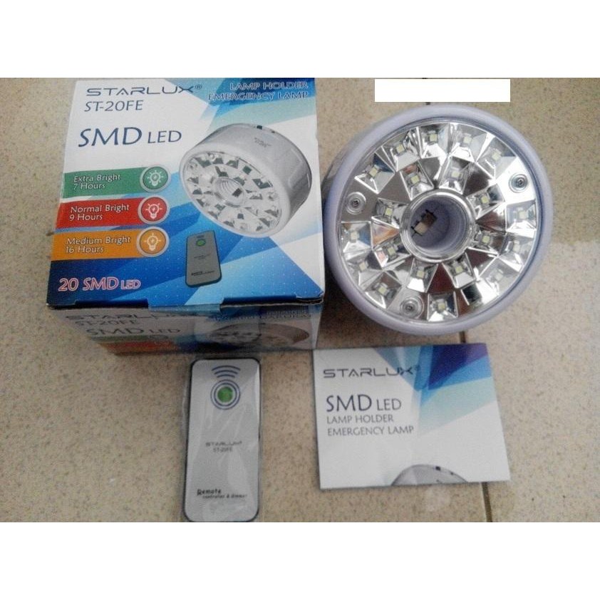 Lampu Emergency Fitting Starlux SMD bisa nyala sendiri remote R60