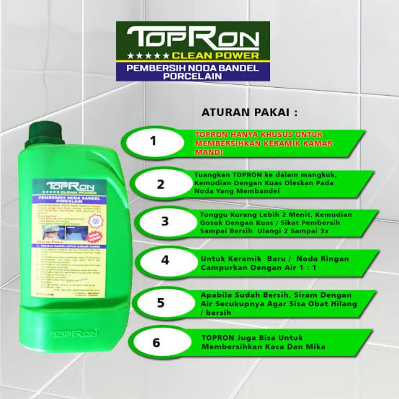 TOPRON PEMBERSIH LANTAI 1 Liter / CAIRAN PEMBERSIH TOILET / PORCELAIN BONUS FREE GRATIS KUAS