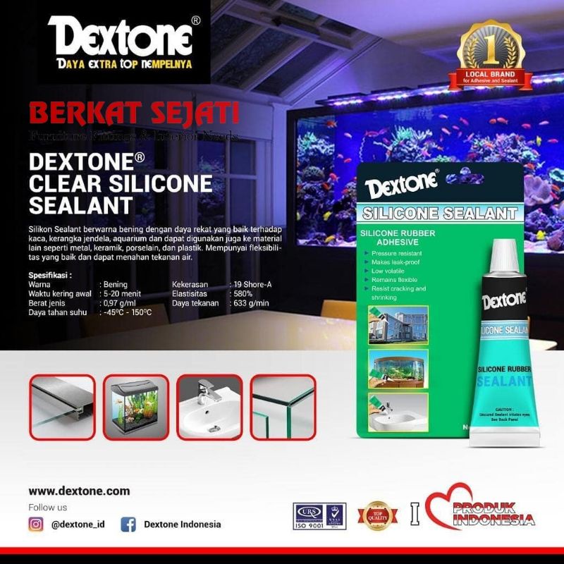 Lem Silikon Silicone Sealant Lem Kaca Aquarium Akuarium DEXTONE 30 GR