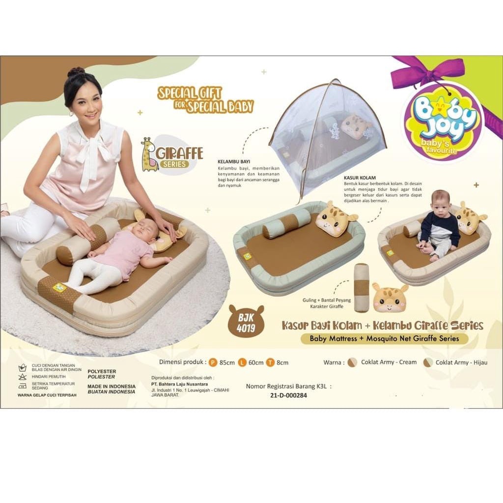 Baby Joy Kasur Bayi Kolam + Kelambu Kojong (bisa dilepas) Giraffe Series - BJK 4019