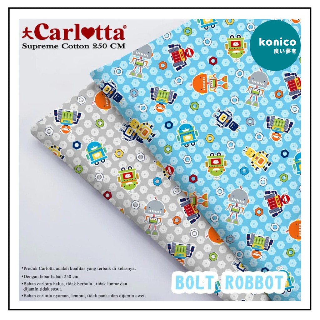 KONICO kain Katun sprei Meteran Motif karakter anak ROBOT Tabur Star Esra Grow Catra