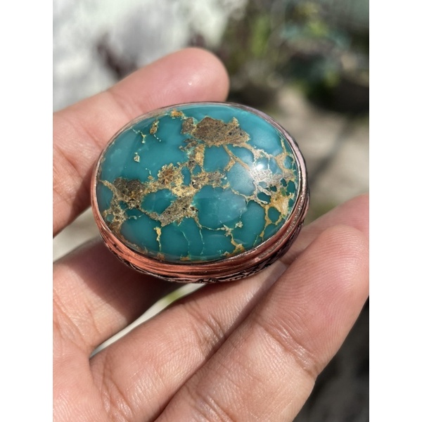 pirus persia big size super quality ring perak serat emas