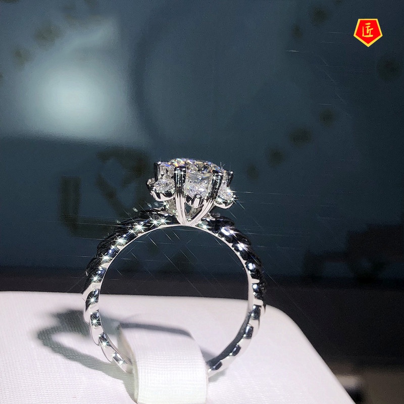 [Ready Stock]New 2 Karat Moissanite Flower Twist Arm Opening Ring