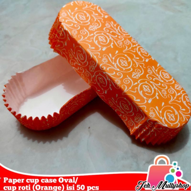 

Paper cup case Oval/cup roti (orange) isi 50 pcs