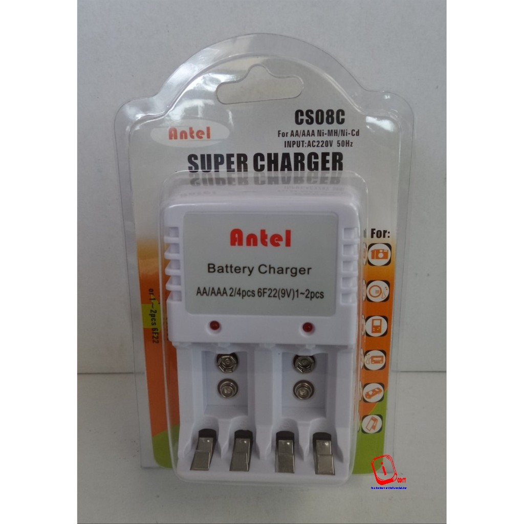 Antel Super Charger Baterai CS08c Cas 4 Slot AA AAA Dan Petak 9v