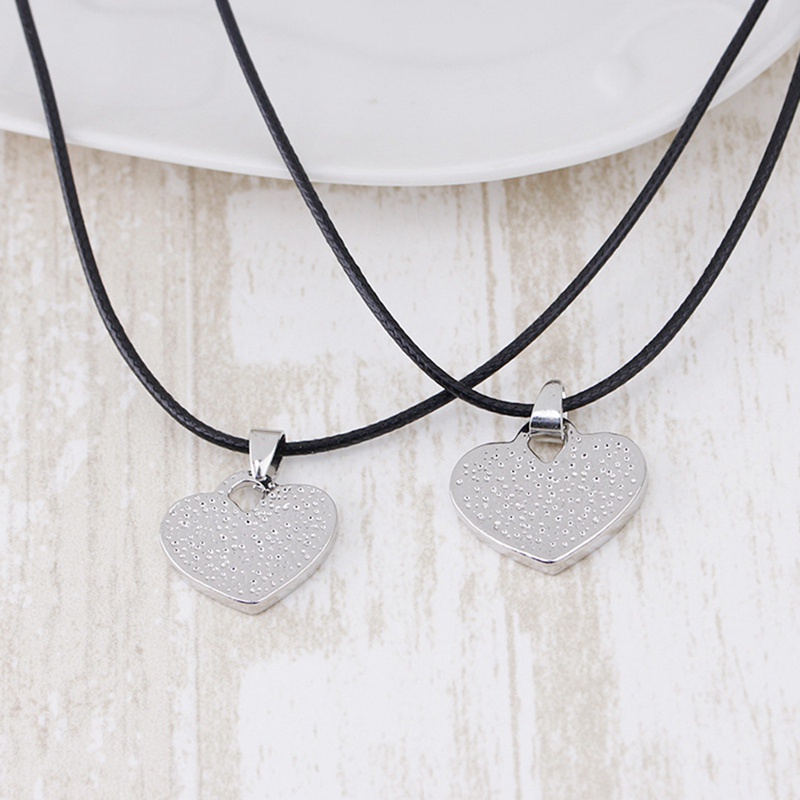 Fashion Hari Valentine Cinta Hati Liontin Kalung Perhiasan Hadiah Hitam Putih Selamanya Pasangan I LOVE YOU Romantic Necklaces Wanita Pria