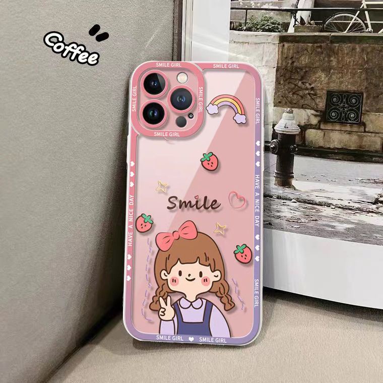 Soft Case TPU Silikon Transparan Motif Gadis Lucu Untuk IPhone 14 13 12 Pro Max 11 8 7 6S 14 Plus XS XR X