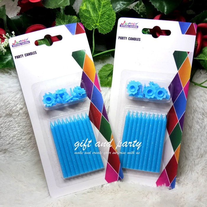 Lilin Ulang Tahun/ Lilin Lucu / Lilin Kue / Lilin Ultah Biru Glitter