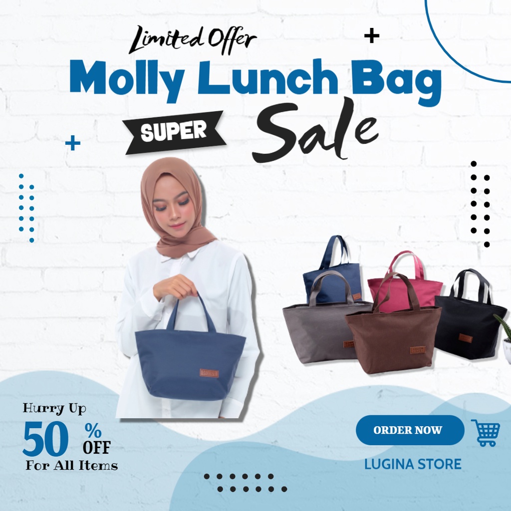 Tas Makanan Tenteng Alumunium Foil Lunch Bag Anak Polos Cooler Bag [Tas bekal moly]