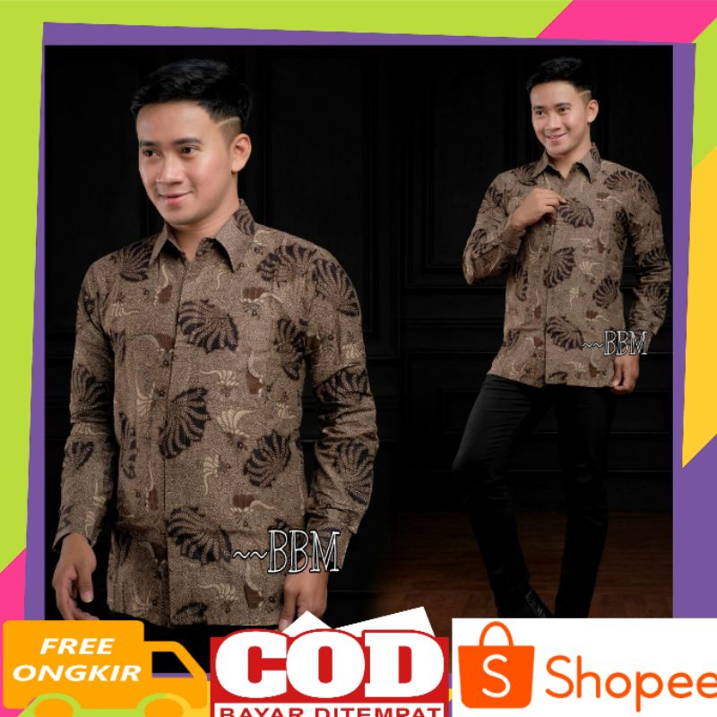 KEMEJA BATIK PRIA LENGAN PANJANG ORIGINAL BSWART KENONGO BATIK KANTOR PRIA FASHION