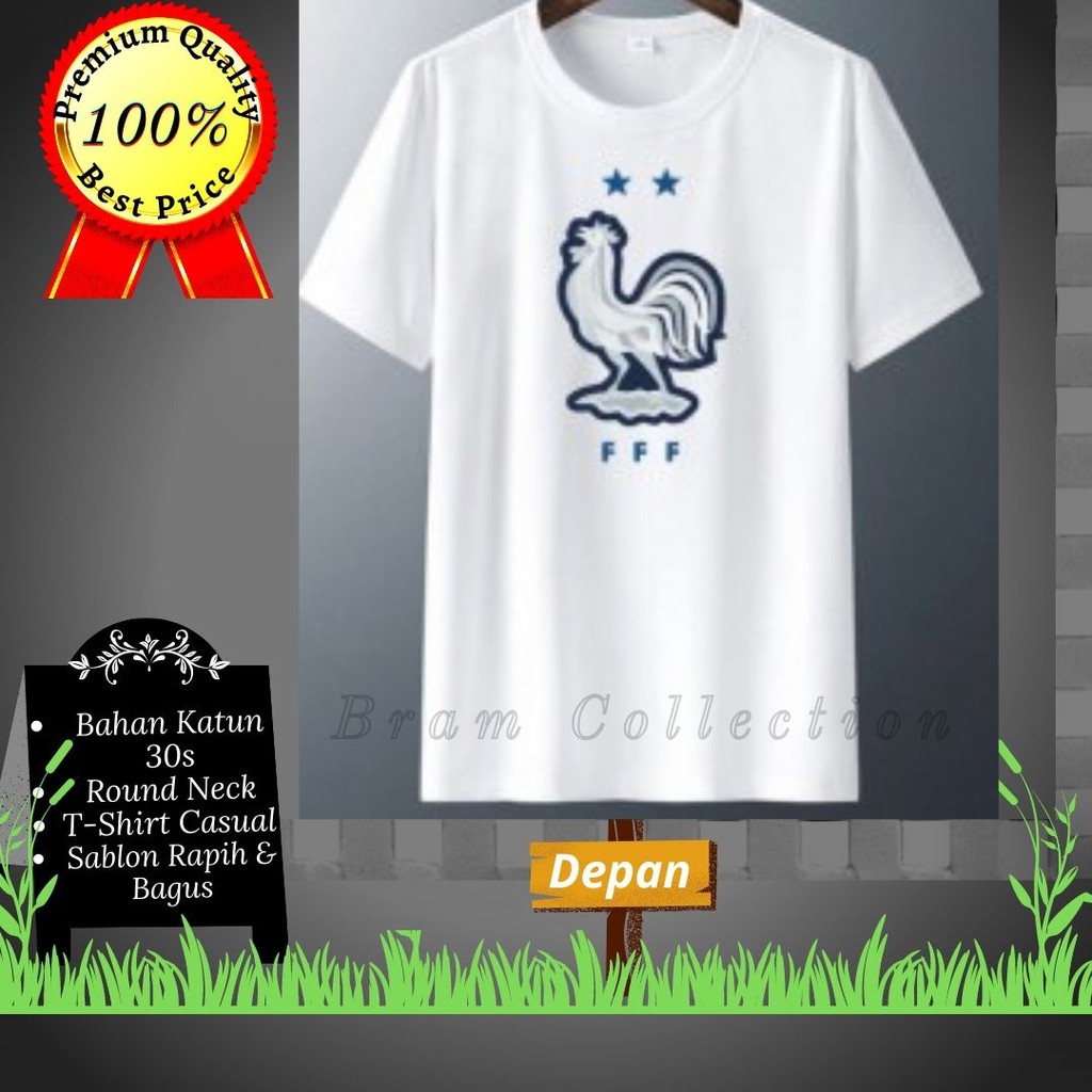 Baju Kaos Distro  EURO 2020 LOGO France/Prancis T-Shirt Bola Jersey Pria/Wanita