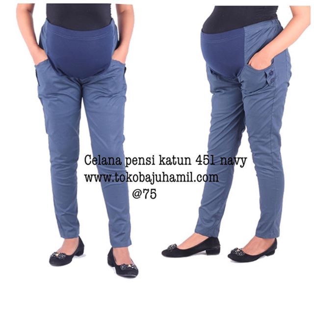 Celana hamil pensil katun 451 navy