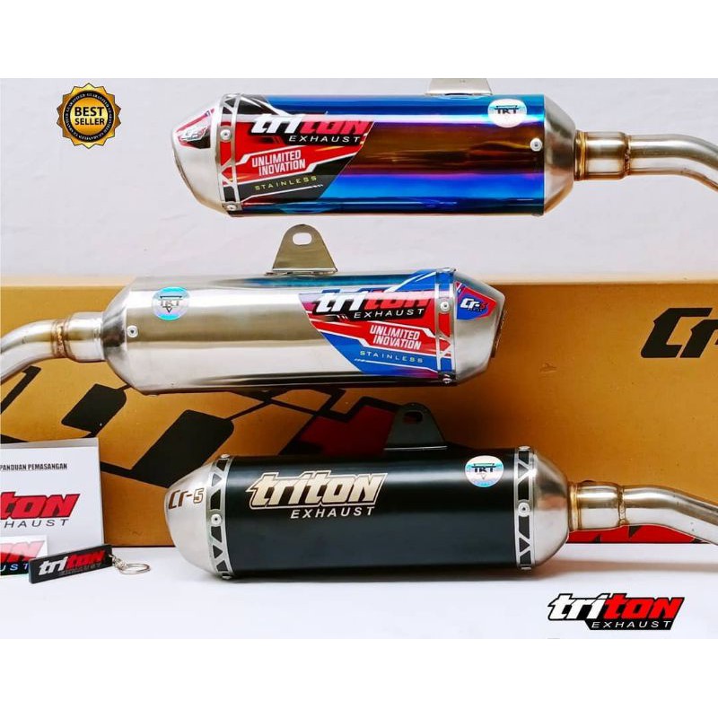 Knalpot Original Triton Exhaust CR-5 KLX150 CRF150 WR155 Bergaransi Seumur Hidup 