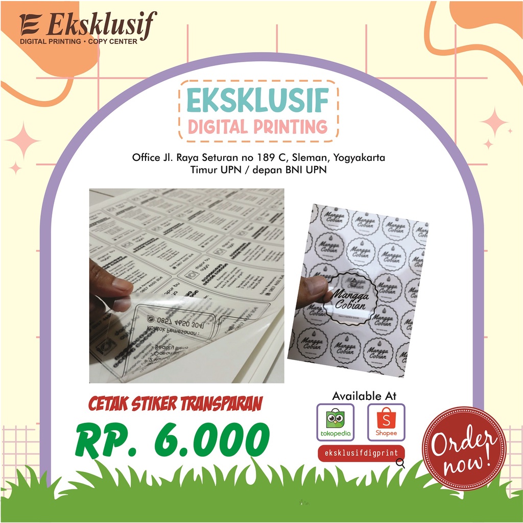 

Stiker Transparan A3+ Desain Custom (Tanpa Cutting)