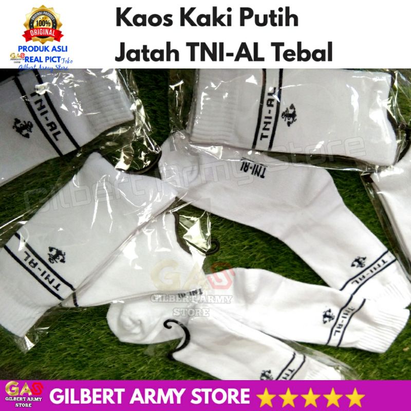 Grosir Kaos Kaki Jatah Tni Al Putih Olahraga Hitam Pdl Tebal Asli Original Premium GILBERT ARMY STORE Cotton Murah Terbaru