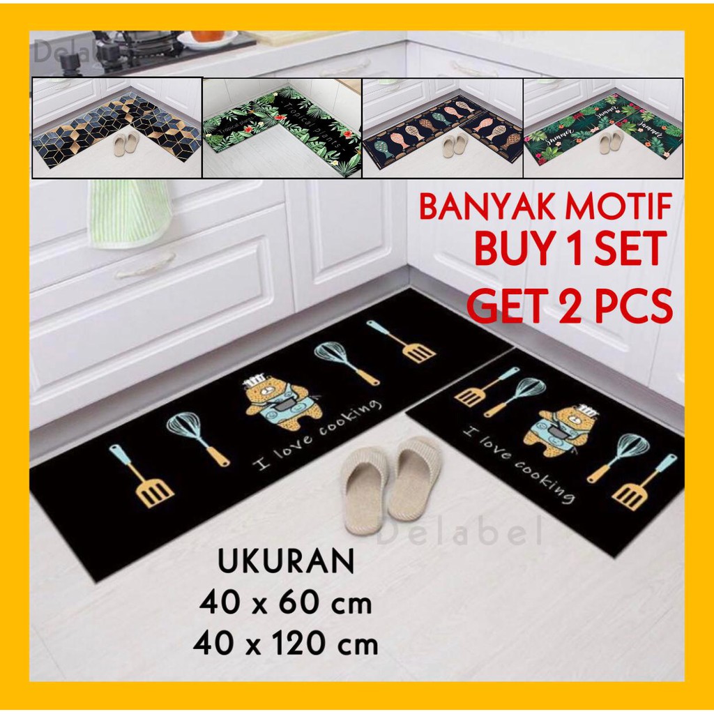 2 in 1 Kitchen Floor Mat / Keset Alas Lantai Kamar Tidur Rumah Dapur Anti Selip / Keset kaki dapur