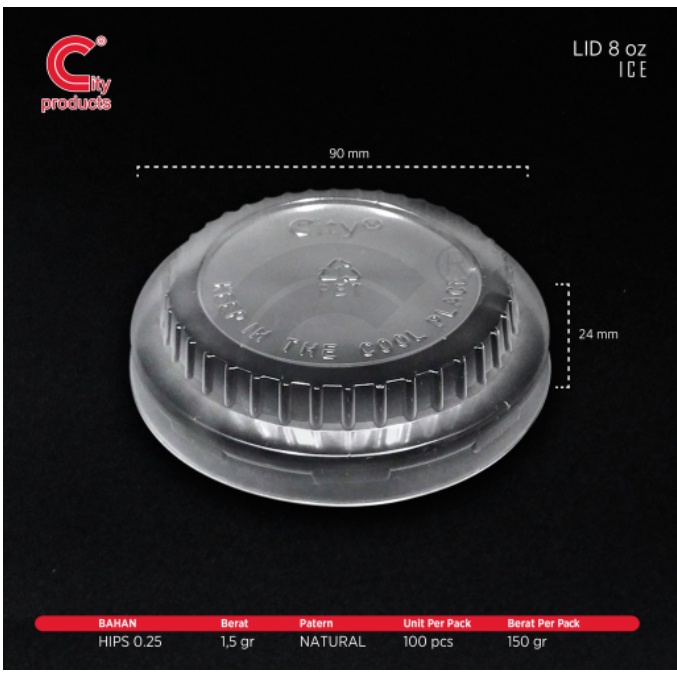 Lid/Tutup Paper Cup 8oz ICE CREAM @100pcs