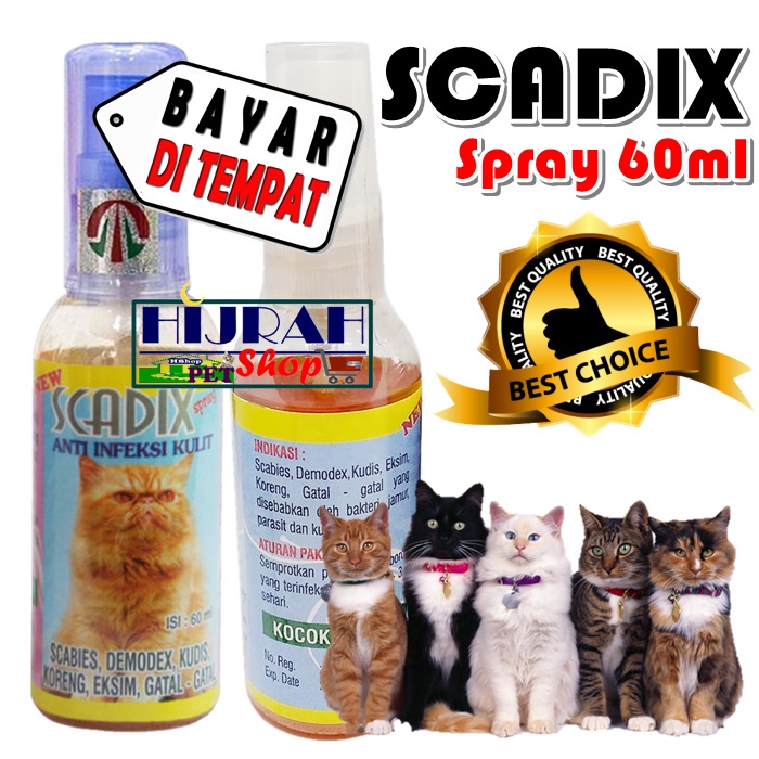 Obat Kucing Obat Jamur Kucing Kutu Korengan Scabies Luka Demodex Kucing Scadix Spray - Kemasan 60ML 
