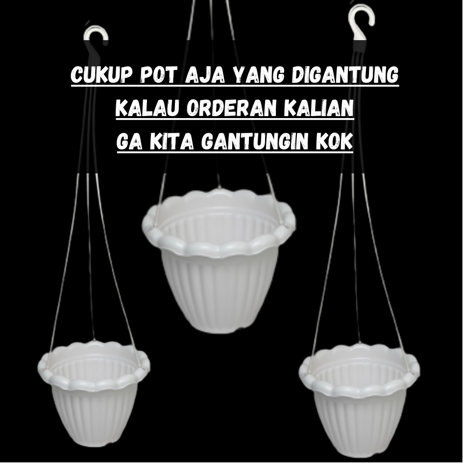 POT GANTUNG RENDA PUTIH/ POT TANAMAN GANTUNG - POT GANTUNG RENDA 20 DIAMETER 20 CM WARNA PUTIH BAHAN BERKUALITAS - POT GANTUNG 20 PUTIH  Pot Bunga Gantung Murah Grosir Unik Plastik Putih