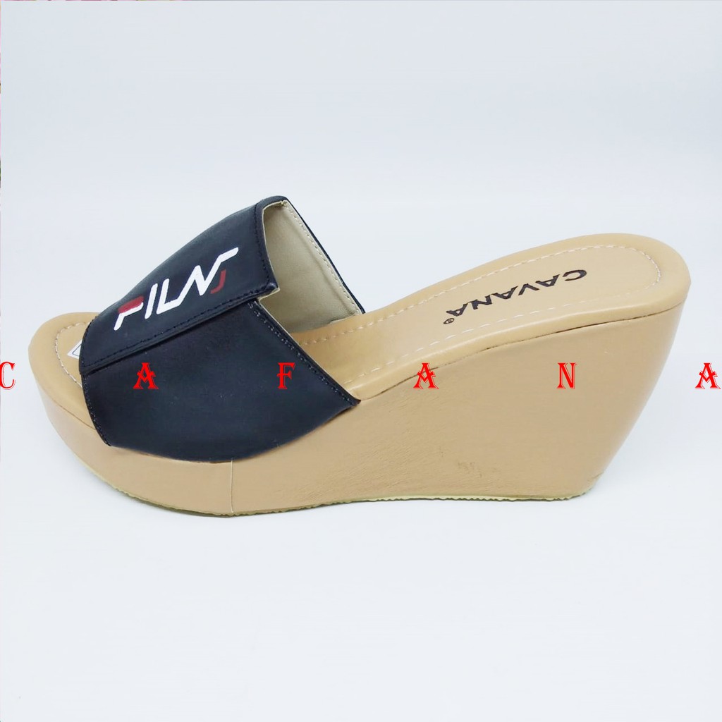 Wedges Wanita Slop Filia SDW295 Hitam