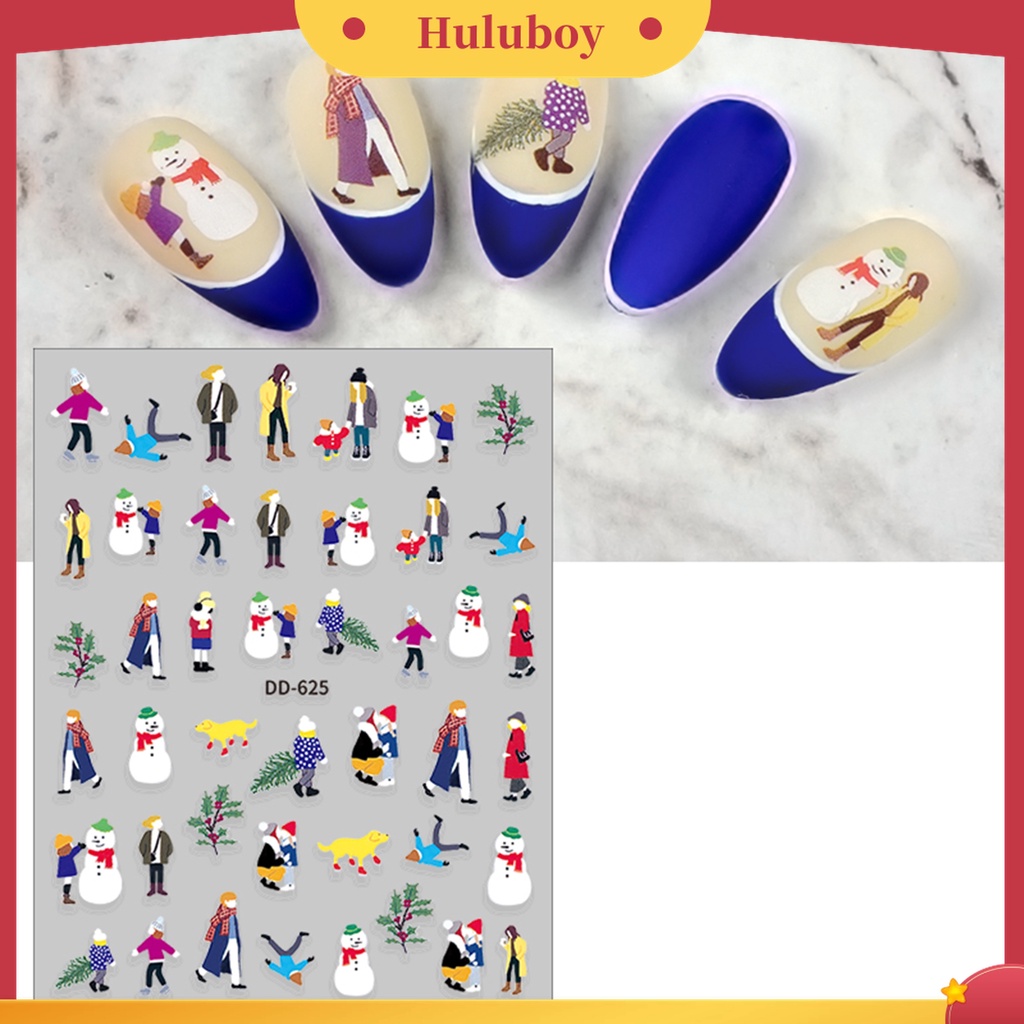 Huluboy Huluboy♡ Stiker Kuku Motif Natal / Tahun Baru Untuk Nail Art