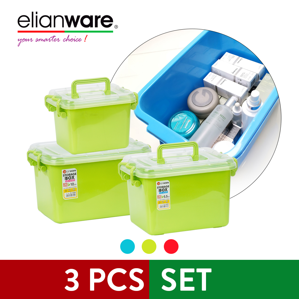 Elianware Multipurpose Colourful Storage Box Organizer with Handle Wardrobe Organizer (3 Pcs Set)